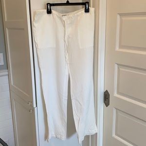 CAbi drawstring linen white pant